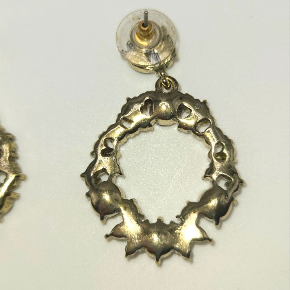 Loft Rhinestone Hoop Dangle Earrings - Picture 4 of 5